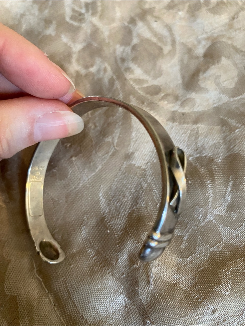 Vintage “Until There’s A Cure” Silver Plated Cuff Bangle Bracelet Y2K